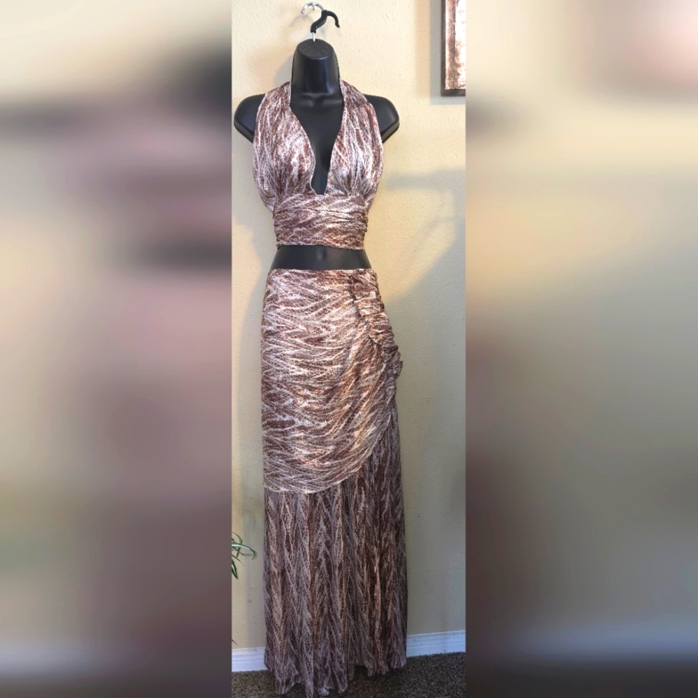 🤎Luxe Halter Skirt Set